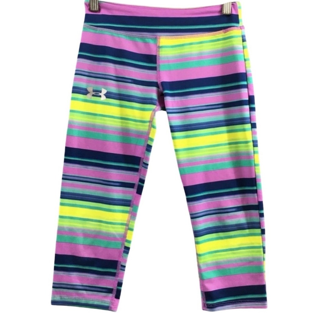 Under Armour Cropped Leggings YXL Womens Small Multicolor Athletic Fit